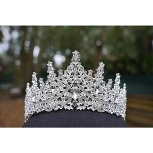 Ice Queen Crystal Silver Crown Tiara, Princess Tiara, Wedding Headband Bridal